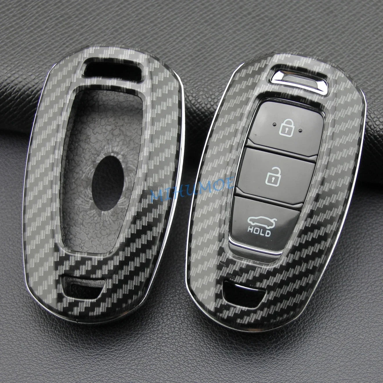 For Hyundai Carbon Fiber Car Smart Key Cover Case Chain Accessories Veloster Accent Palisade Elantra GT Venue Santa Fe Kona i30 CM World