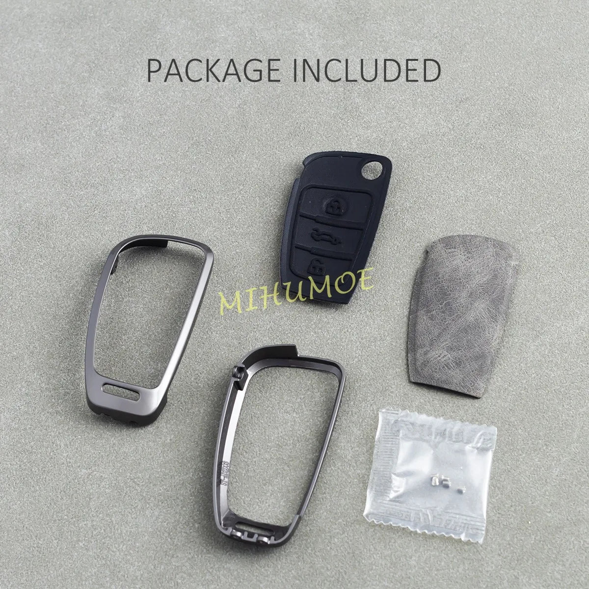 For Audi Fashion Gray Car Flip Key Fob Case Cover Shell Holder Protector A1 A3 TT TTS Q3 Q7 S3 Accessories Zinc Alloy CM World