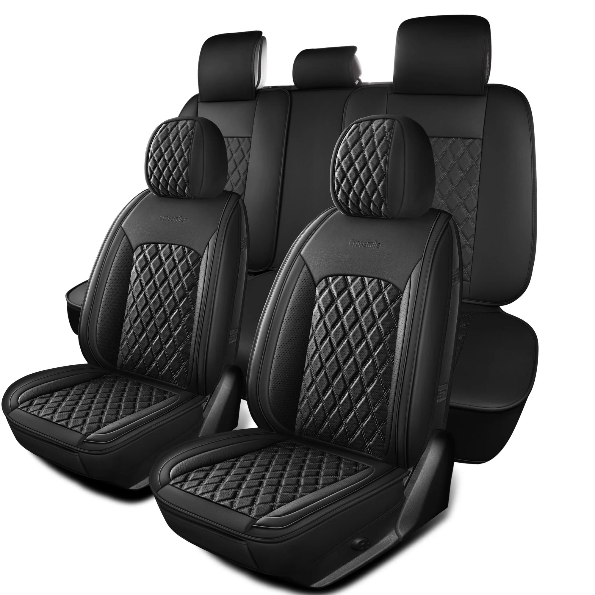 Leather 5pcs Car Seat Cover Protector Seat Waterproof Automotive Seat Covers Full Sets Breathable Universal Fit Full Seats Cover CM World