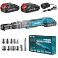 SEESII 3/8' 90Nm Cordless Electric Wrench Cordless Ratchet Wrench with 21V 2pcs Li-Battery Car Repair Tool Set Angle Wrench