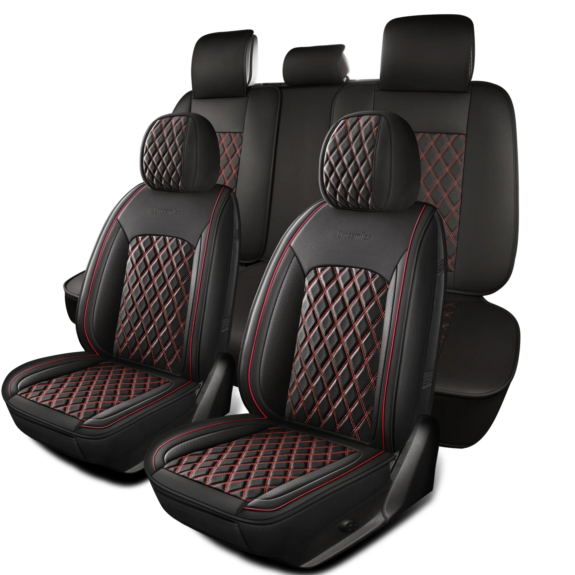 Leather 5pcs Car Seat Cover Protector Seat Waterproof Automotive Seat Covers Full Sets Breathable Universal Fit Full Seats Cover CM World