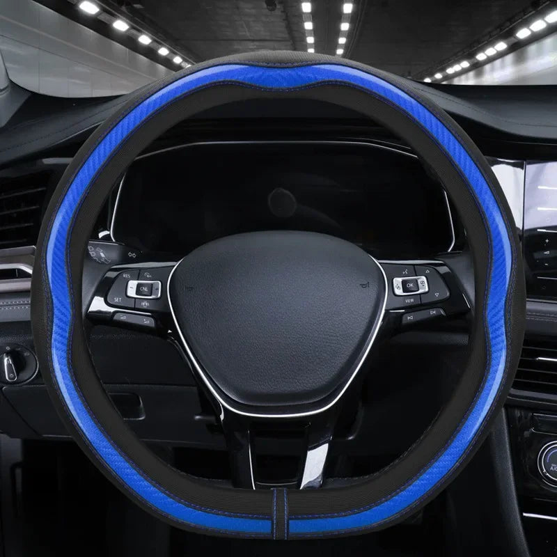 PU Leather Car Steering Wheel Cover Universal Carbon Fiber Steering Wheel Covers Car Decoration Accessories 38cm Steering Covers CM World