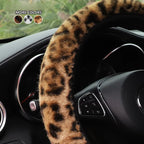 Leopard print simulation winter plush without inner ring car without inner ring steering wheel cover steam interior supplies