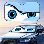 Funny Cartoon Eyes Sun Visor Aluminum Foil Windshield Sunshade with Reflective UV Block Heat Insulation, Foldable Universal Fit