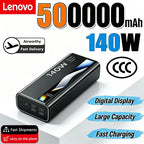 Lenovo Ultra Capacity 500000mAh 140W Super Fast Charging CCC LED Digital Display Portable Battery Charger Powerbank