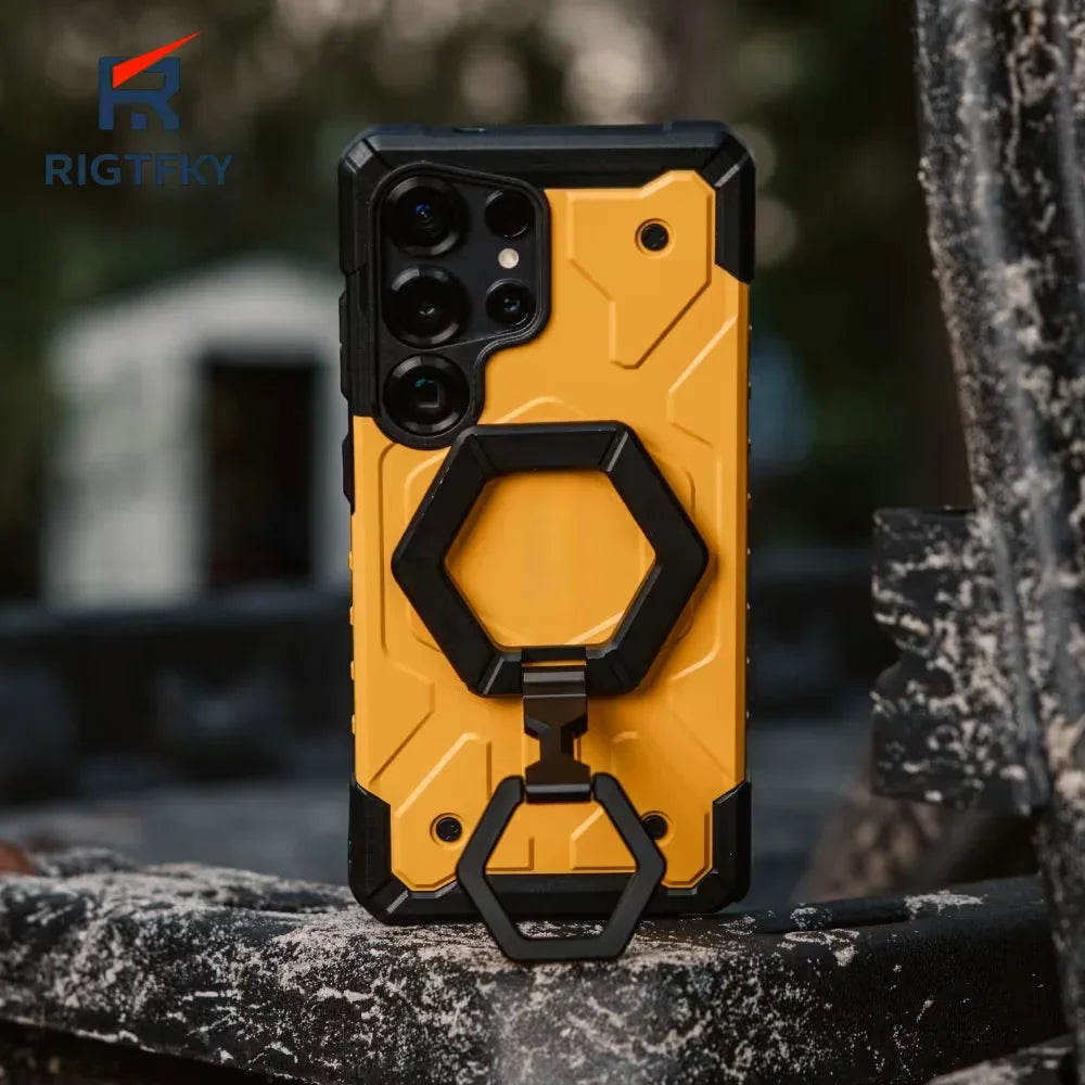 Military Heavy Duty Shockproof Armor Phone Case For Samsung Galaxy S26 Ultra S25 S24 S23 Plus Magnetic Rugged Cover With Bracket