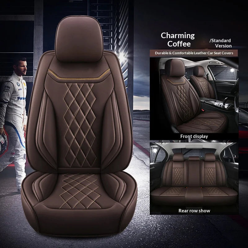 Universal Five-Seater Car Seat Covers Premium Leather Four Seasons Suitable for Most Cars SUVs Off-Road Vehicles CM World