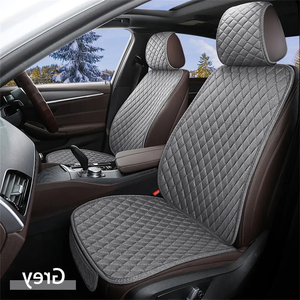 Universal Flax Car Seat Cover Front Rear Cushion Comfortable Breathable Protector Mat Four Season Pad Auto Interior Accessories CM World