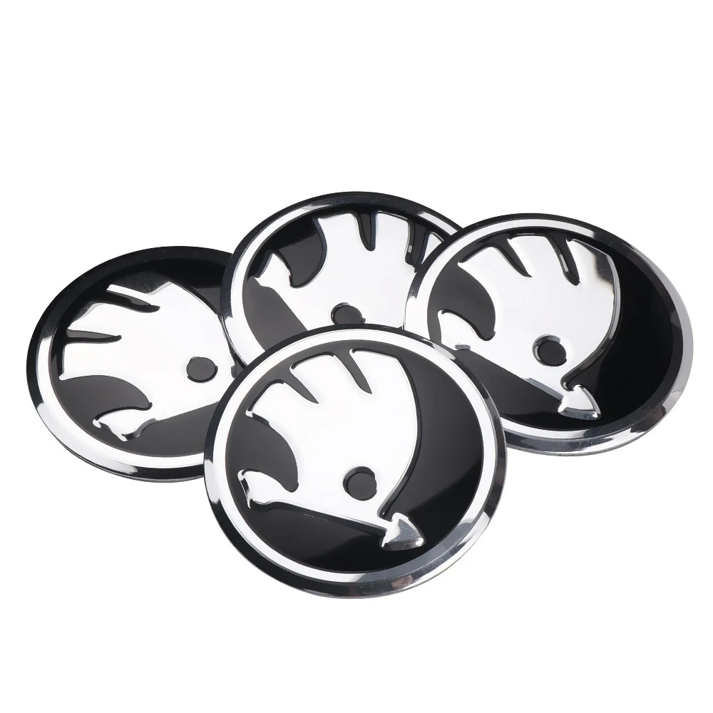 4Pcs 56MM Car Aluminum Logo Wheel Center Hub Caps Stickers For Skoda Octavia A5 3 2 VRS Vision Kodiaq Rapid Fabia VII Superb RS