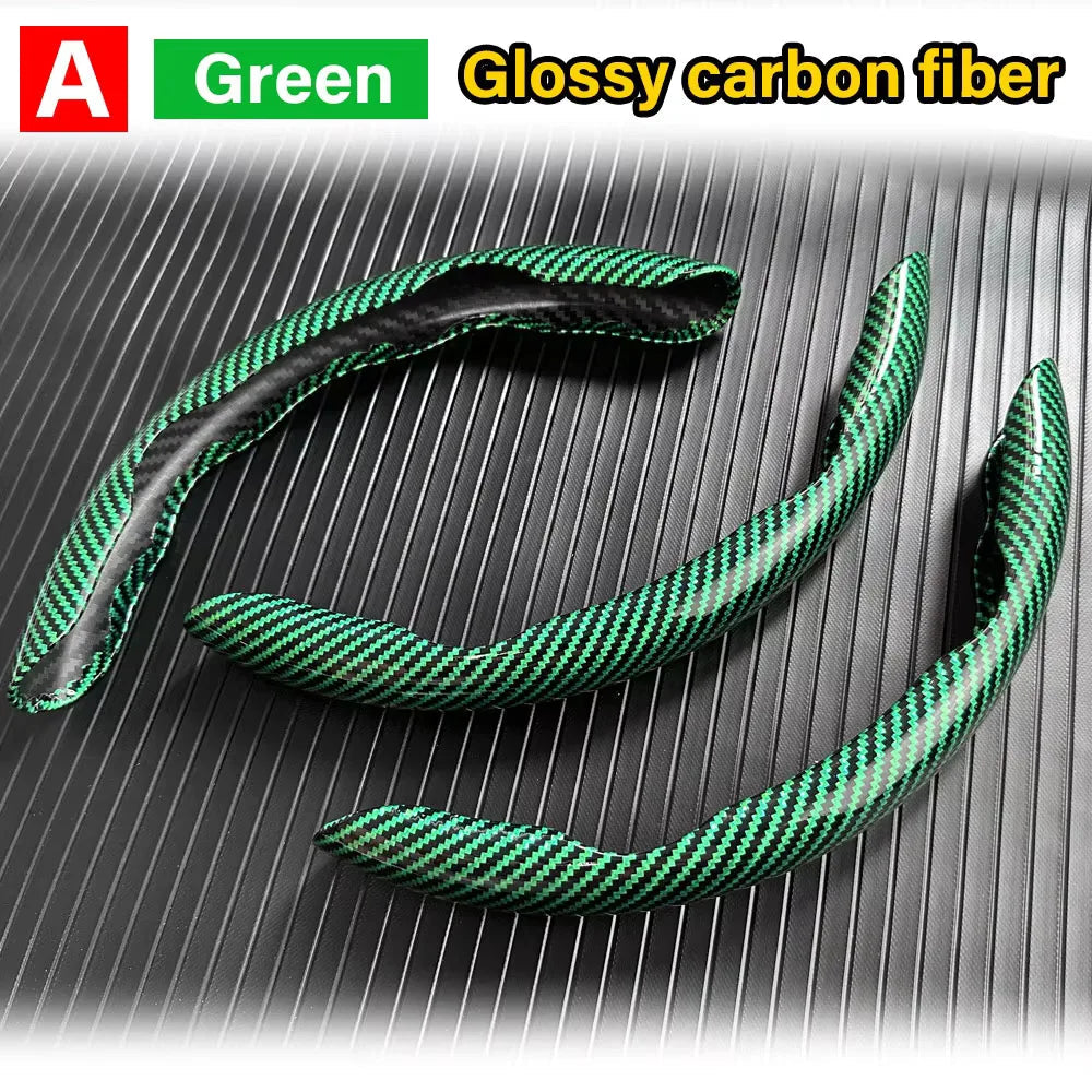 3PCS Carbon Fiber Car Round Steering Wheel Cover Non-Slip Steering Cover Protector Anti Dust Washable Interior Auto Accessories CM World