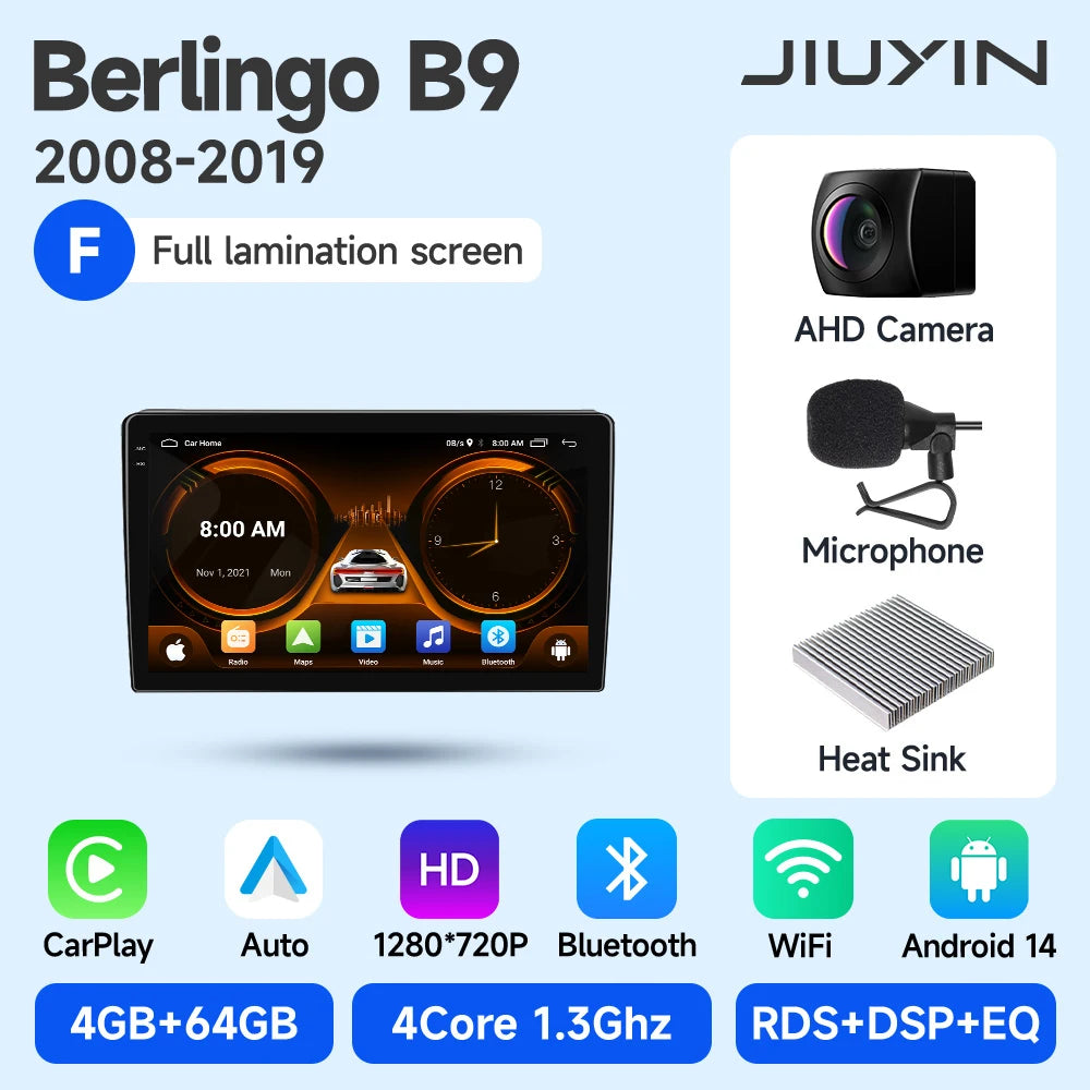 Car Radio 2 Din Stereo For Citroen Berlingo B9 Peugeot Partner 2008-2019 Android Auto Multimedia Player 4G WIFI Carplay GPS Navi CM World