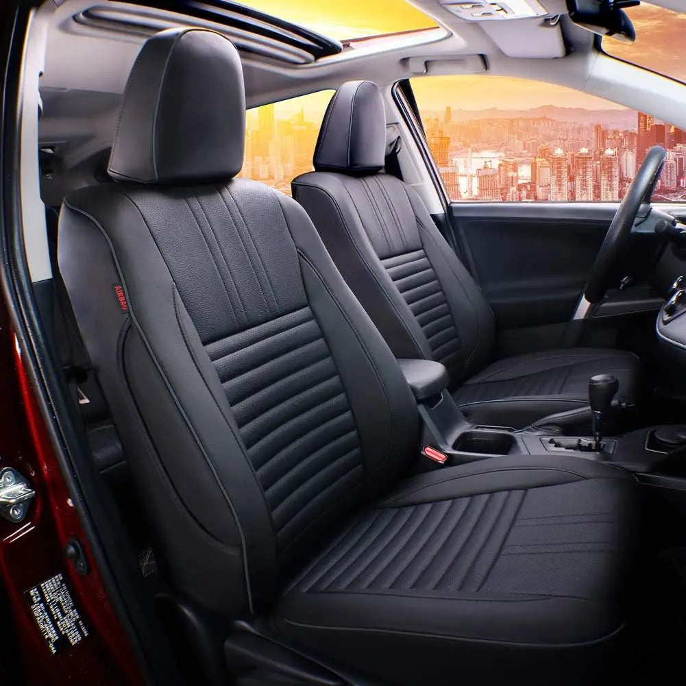 EKR Custom Fit for Toyota Rav4 Car Seat Covers (Gas) 2013 2014 2015 2016 2017 2018 LE/XLE/Limited/Platinum/SE Leather Car Seat Cover Full Set for SUV