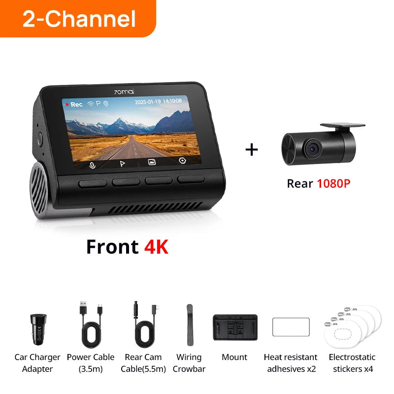 70mai 4K Dash Cam A800SE Upgraded Version of 70mai A800S Voice Control Supercapatior GPS ADAS Car DVR 70mai A800SE UHD Wifi 6 Car Mobile World