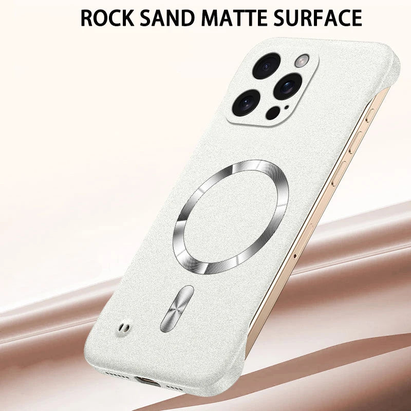 Magnet Frameless Sand Rock Matte Case For Magsafe iPhone 17 Air 16 16E 15 14 13 12 11 Pro X XR XS Max Plus Mini Ultra Thin Cover Car Mobile World