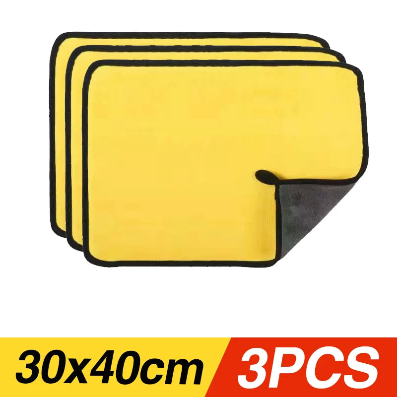 Car Wash Towels Cleaning Cloth Absorbent Dry Cloth General Purpose Microfiber Towel Thickened Yellow 30/40/60cm CM World