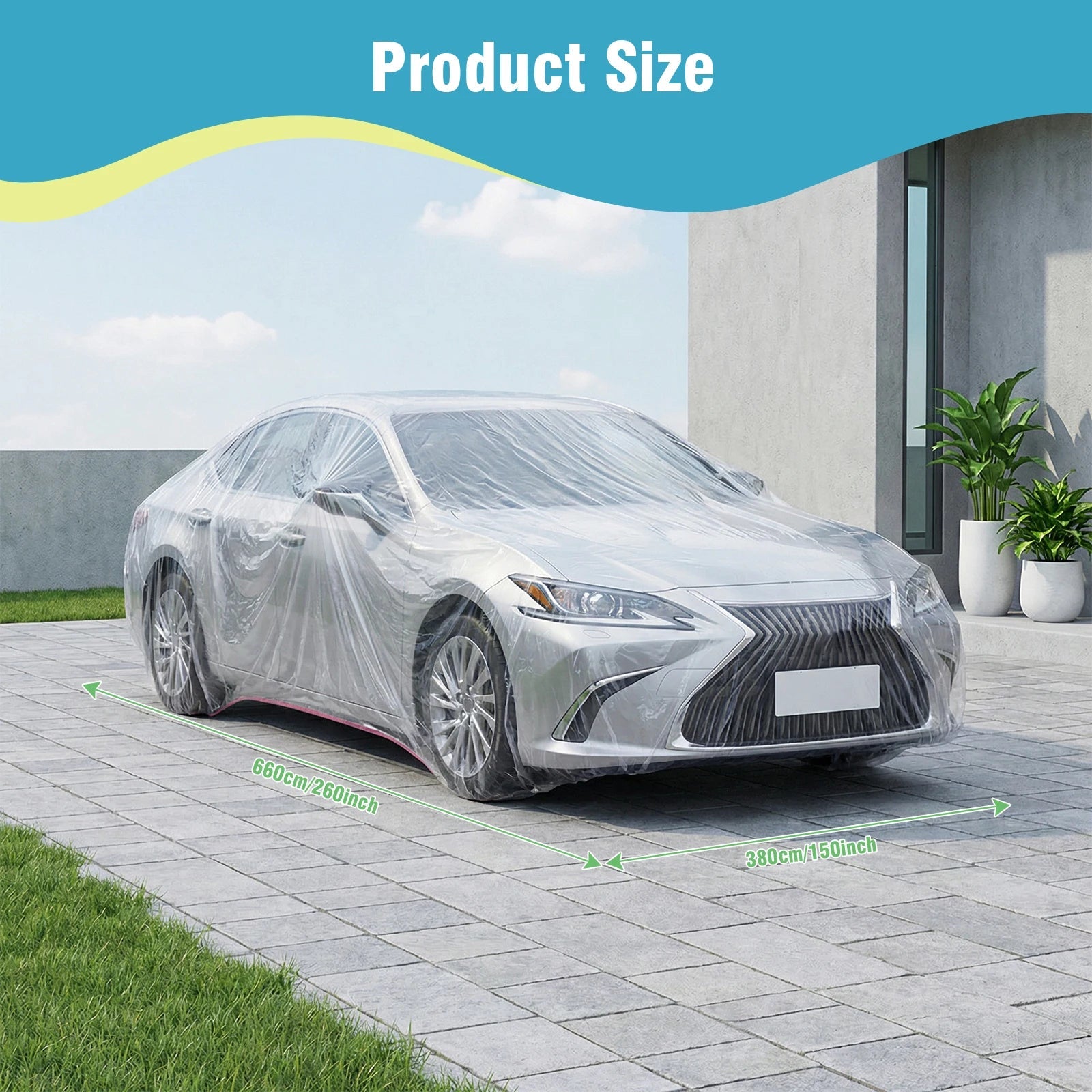 50 Packs Disposable Plastic Car Cover for Snow Van Dust Cover with Elastic Band (12.5x21.6 Ft) for SUV Sedan and More CM World