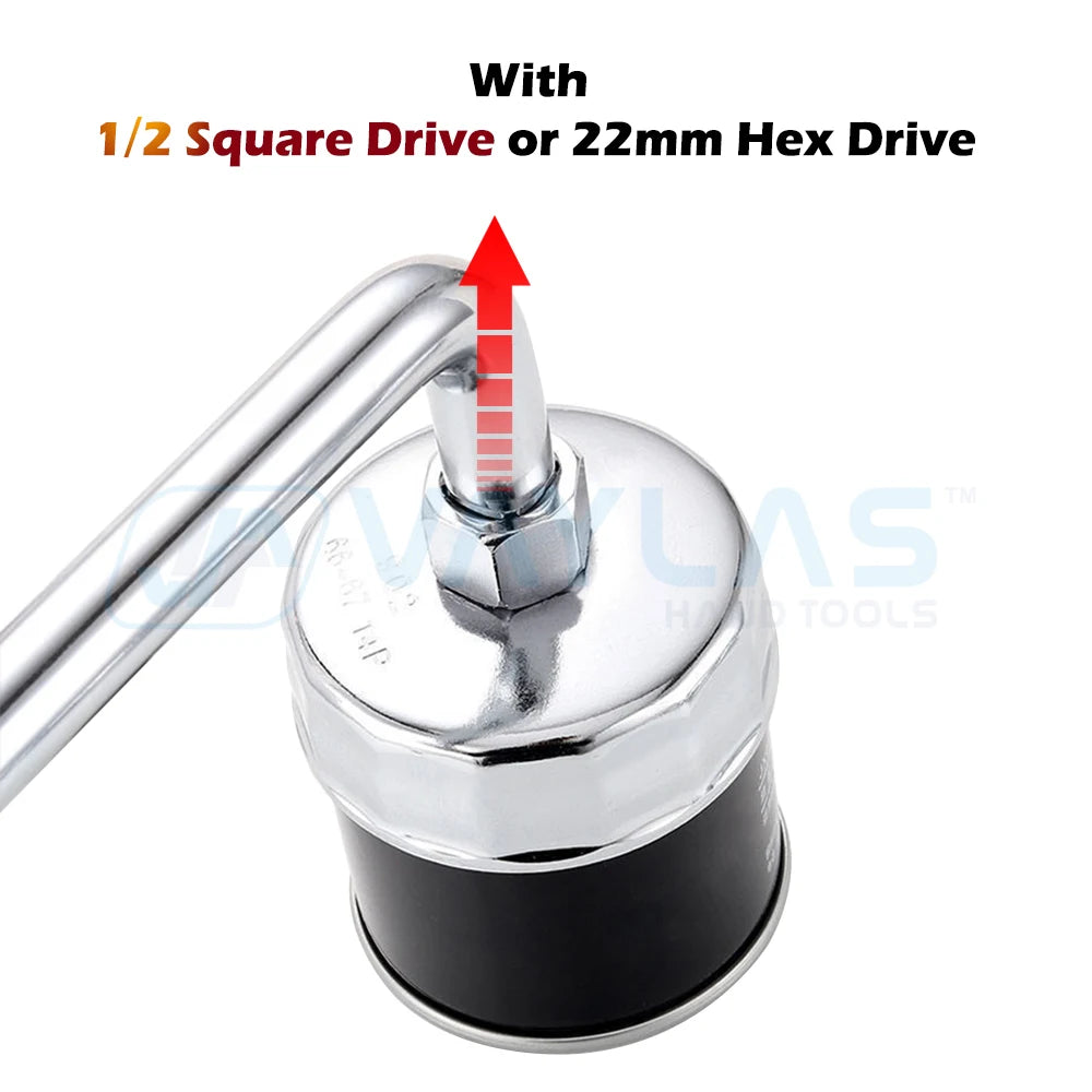 1/2" Square Dr. Steel 74mm Oil Filter Wrench Cap Housing Tool Remover 8 Flutes Universal For FIAT Car Mobile World