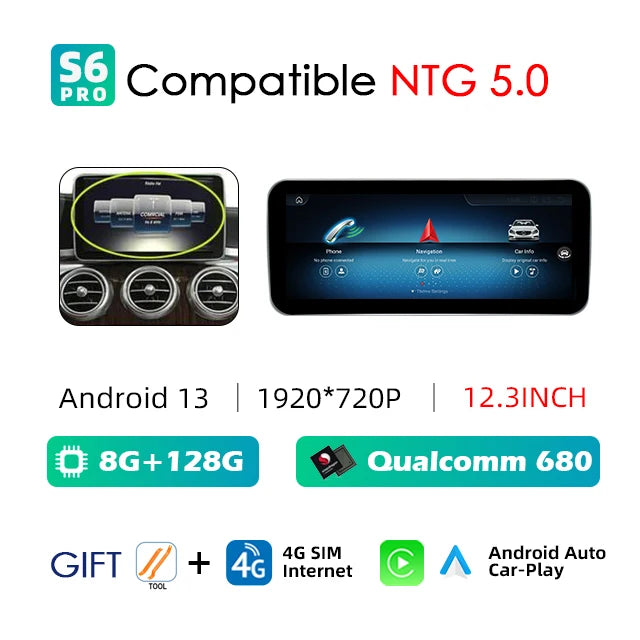 Android Auto Wireless CarPlay For Mercedes Benz C Class W205 GLC X253 V W446 Car Multimedia Navigation GPS DSP Qualcomm 680 CM World