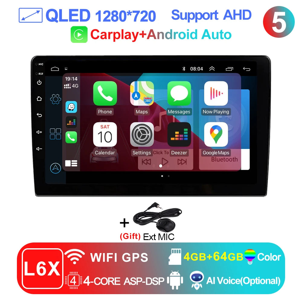 LEHX 9 inch Wireless Carplay 2din Android 15 Car Radio Multimedia Video Player Universal GPS Navigation 4G WiFi  AutoRadio CM World