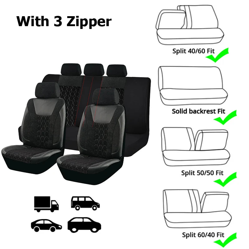 Universal 4mm Sponge Flannel Leather Winter Car Seat Covers Fit for most Car Suv Truck Van Car Accessories Interior CM World