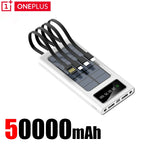 OnePlus 500000mAh Solar Power Bank Ultra Capacity USB 4 in1 Super Fast Charging USB TypeC LED Light Outdoor For iPhone Samsung
