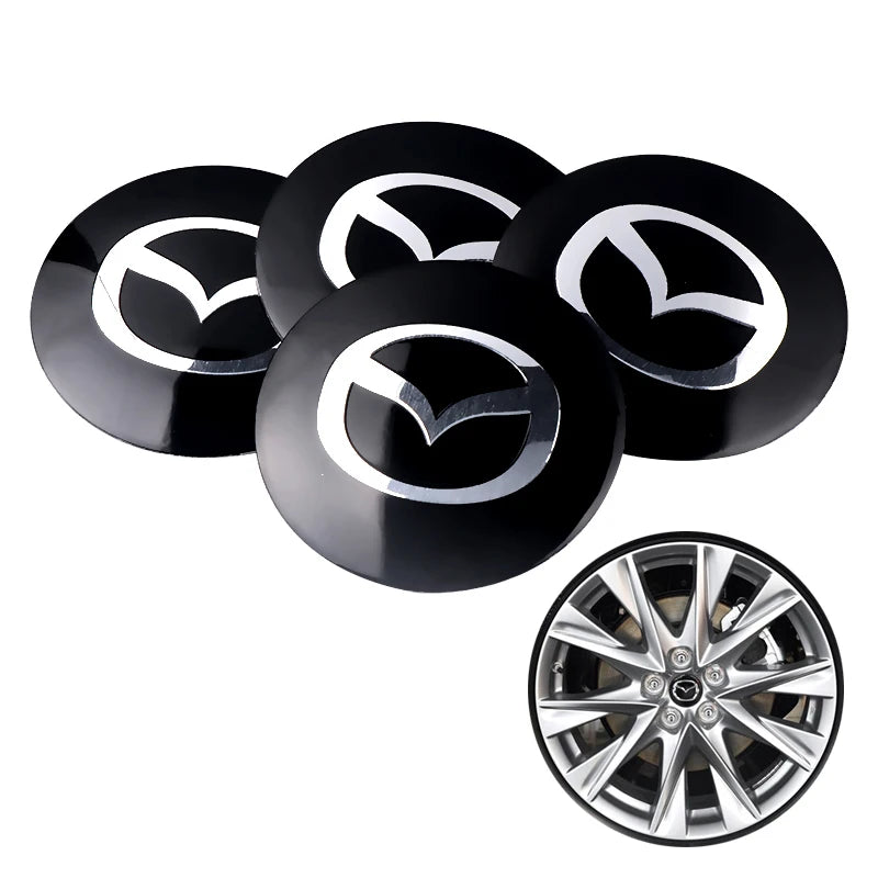 4Pcs 56/60MM Car Wheel Center Caps Badge Stickers Accessories For Mazda Axela Demio Atenza CX5 CX3 CX7 CX30 CX60 CX80 2 3 4 323