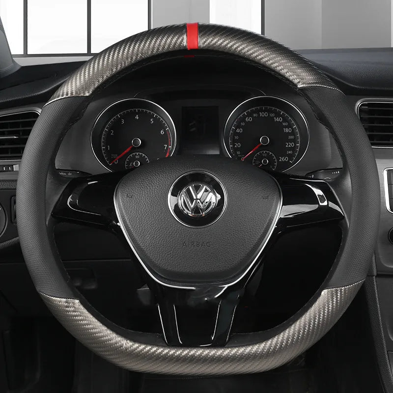 Universal D Shape Car Steering Wheel Cover Breathable Anti Slip Car Decoration Suitable 37-38cm Steering Wheel Cover Accessories CM World