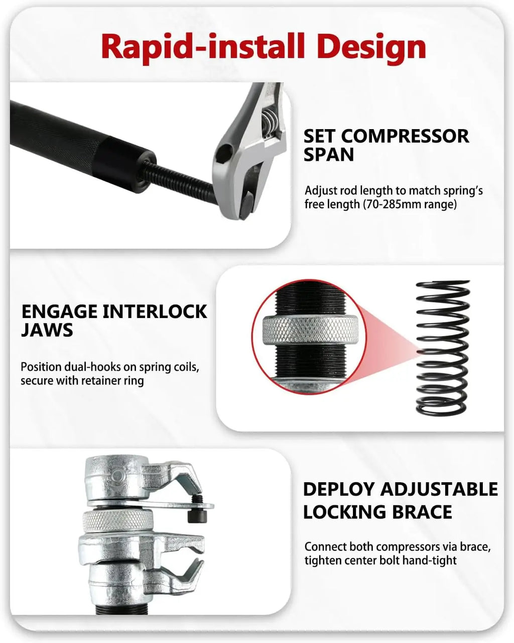 Spring Compressor Tool,Coil Spring Compressor Tool,Spring Compressor,Strut Spring Compressor,with Safety Bracket for Car CM World