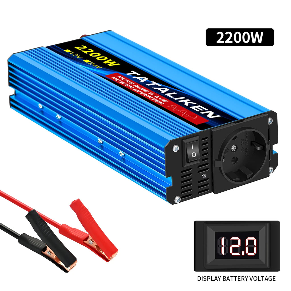 Inverter Pure Sine Wave  2500W/3500W/4500W/5000WDC 12V/24V to AC 220V 230V Voltage Transfer Converter Charging Adapter EU Socket CM World