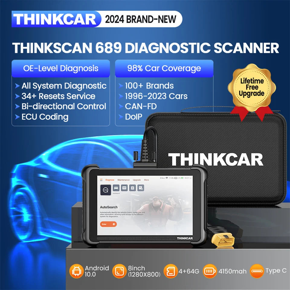 THINKCAR Thinkscan 689 Diagnostic Tools CANFD DOIP ECU Coding BI-directional 34 Reset Lifetime Free Update Car OBD2 Scanner Car Mobile World