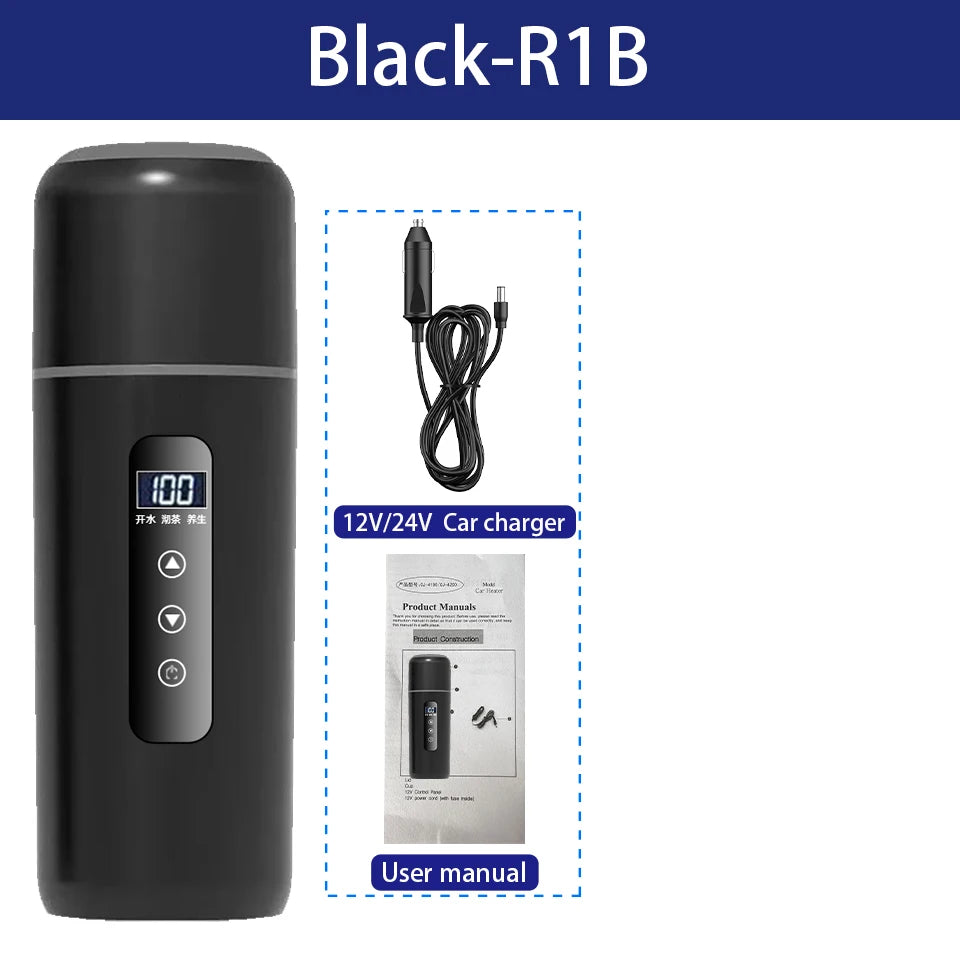 Electric Kettle 12V24V Portable Car Heating Cup 500ml Travel Heating Touch Screen Intelligent Adjustable Temperature Thermal Cup CM World
