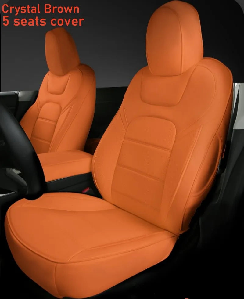 For Tesla Model 3 Y 2017 - 2025 Car Seats Cover Nappa Leather Full Surround Style Factory Wholesale Price Interior Accessories CM World