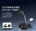 Anker Prime TEC Air-Cooled Magnetic 3-in-1 Wireless Charger 25W Digital Display Desktop Stand for iPhone 17 Pro Watch Earbuds Car Mobile World