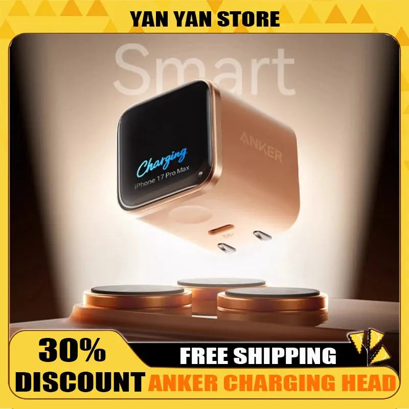 Anker Charging Head Smart Display 45W Fast Three Section Folding Pin GaN Protective Chip for iPhone 17 Pro Max Series Tablet Car Mobile World