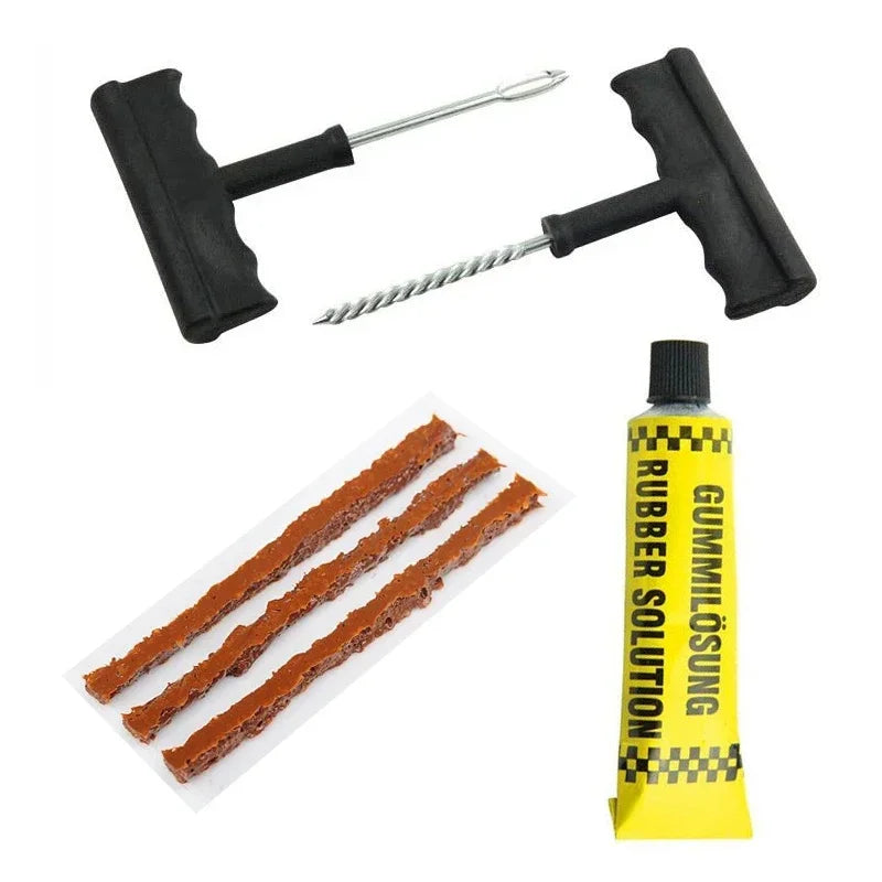 Car Tire Repair Kit Emergency Tire Repair Strips Glue Tubeless Tire Puncture Plug Set For Trucks Cars Motorcycles Accessories CM World