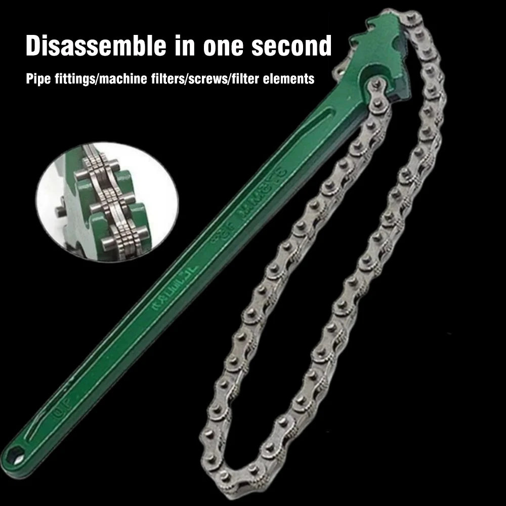 Chain Filter Wrench 12 Inch Oil Machine Filter Strap Non Slip Multifunction Pipe Fittings Tool Belt Strap Wrench For Plumbing Car Mobile World