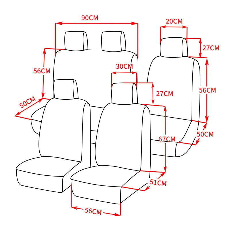 Universal Seats Covers High Quality Covers Car Interior Suitable for Two Rows of Seats (Double Front Seats and 2+1 Seats) Car Mobile World
