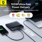 Baseus 100W Power Bank 20000mAh Fast Charging Type C Powerbank External Battery for Laptops MacBook for iPhone 17 16 15 Pro Max Car Mobile World