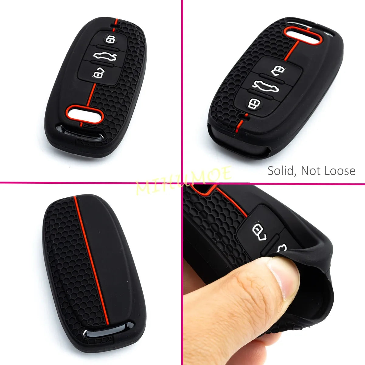 Silicone Key Case Cover Shell For Audi S4 S5 S6 S7 S8 A4 A5 A6 A7 A8 Q5 SQ5 Accessories Remote Keychain Holder 3 Buttons CM World