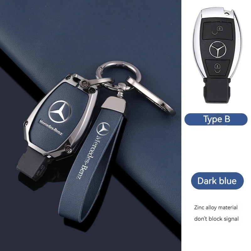 1pcs Leather Car Smart Key Case Cover Shell Fob Holder For Mercedes Benz A B C E S  R-Class C43 CLA GLB GLC GLK SLK SL Vito W20 CM World