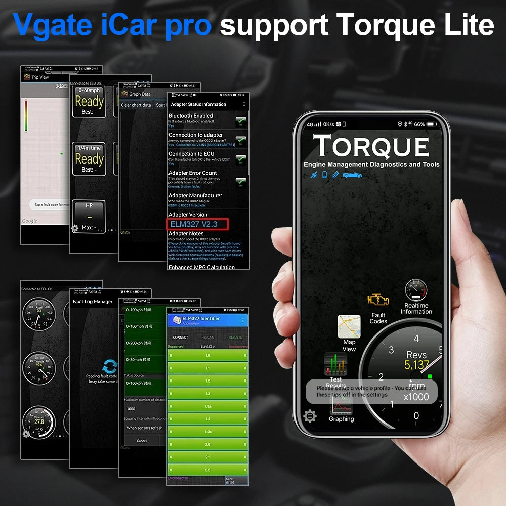 Vgate iCar Pro ELM327 OBD2 Scanner WIFI Bluetooth 4.0 For Android/IOS Car Auto Diagnostic Tool elm 327 V2.3 Scan Tool ODB2 Car Mobile World