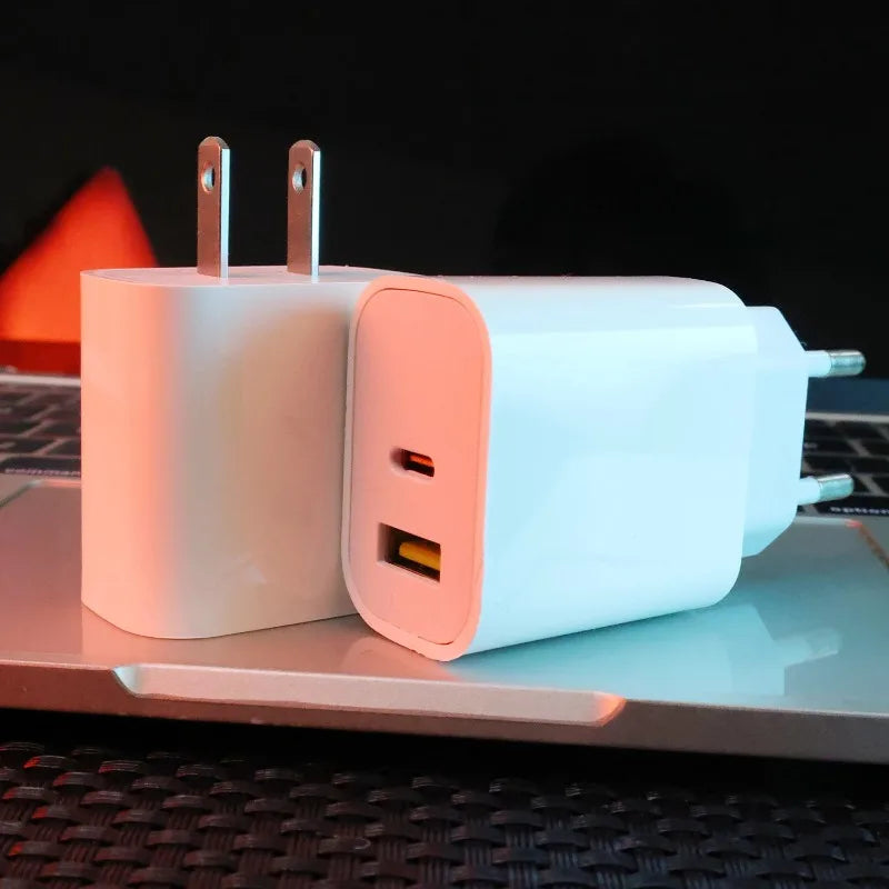 5V 2.4A Universal USB PD Fast Charger For iPhone 15 iPad Samsung Xiaomi Huawei Tablet Laptop US EU Plug Dual Port Power Adapter