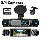 Car DVR Dash Cam 3/4 Lens Black Box FHD 1080P Night Vision 24h Parking G-Sensor Loop Recording Video Recorder Car Cameras Car Mobile World