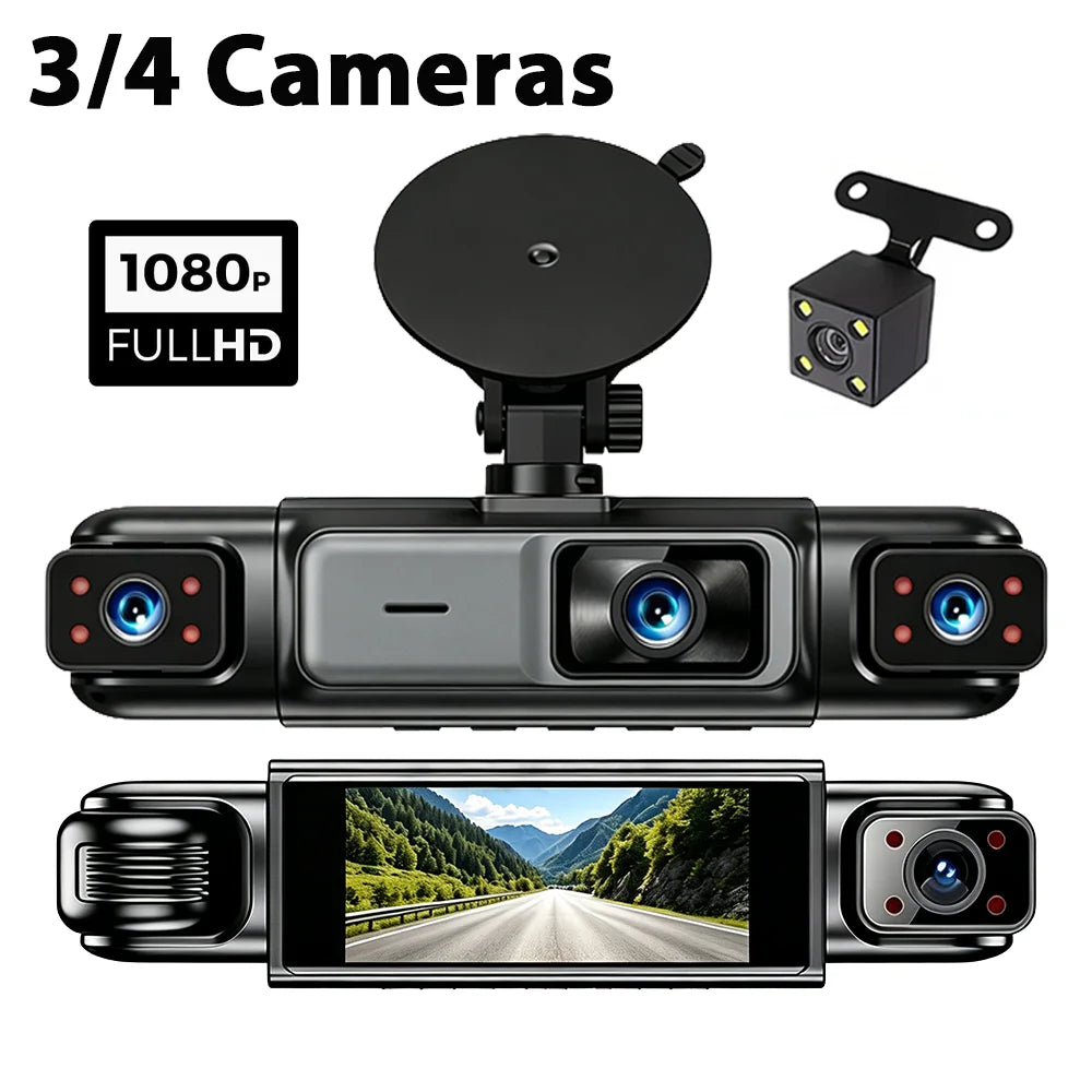 Car DVR Dash Cam 3/4 Lens Black Box FHD 1080P Night Vision 24h Parking G-Sensor Loop Recording Video Recorder Car Cameras Car Mobile World