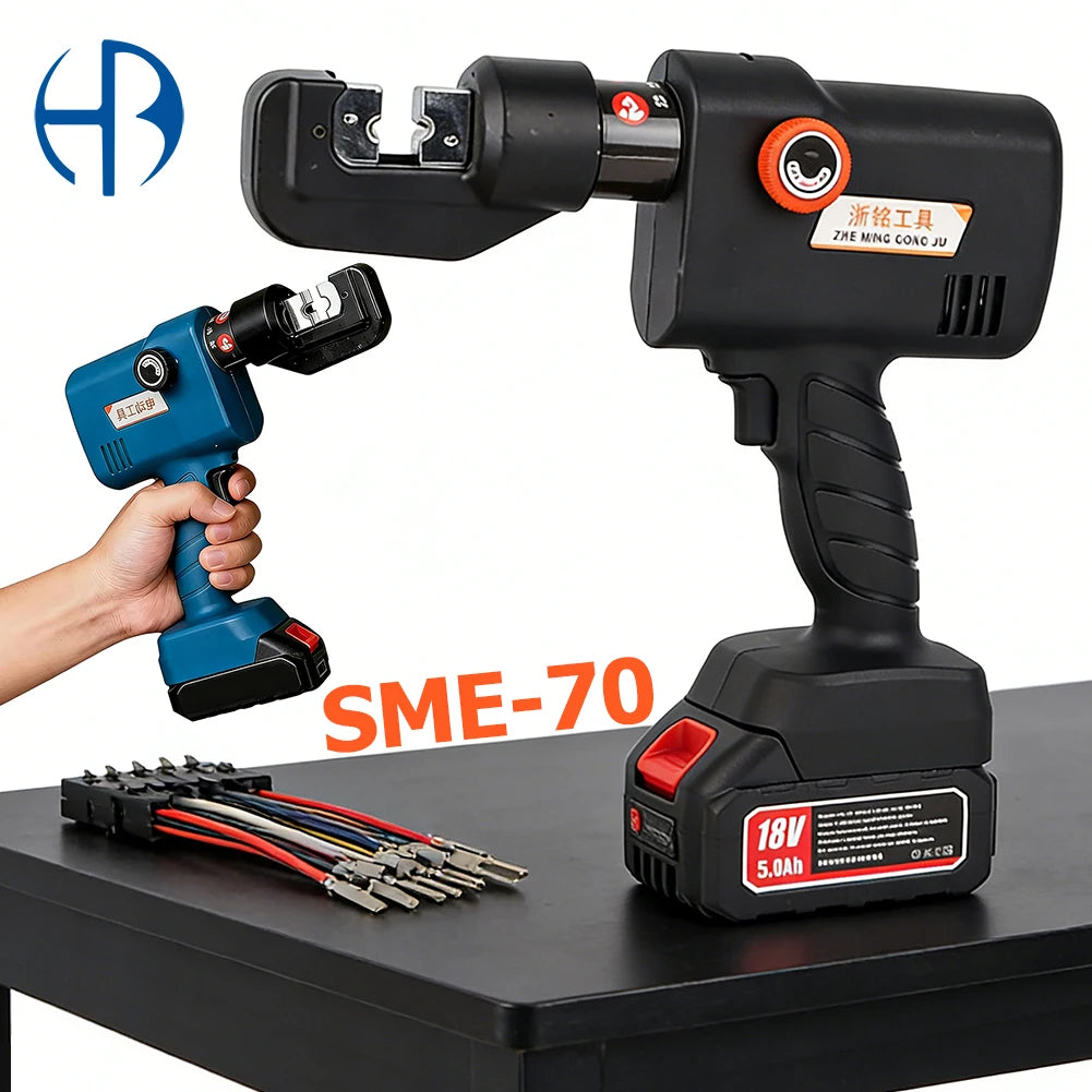 Protable Hydraulic Electric Crimping Tool with 8 Dies Rechargeable Lithium Battery Crimping Pliers 4-70mm² Electric Crimp Plier CM World
