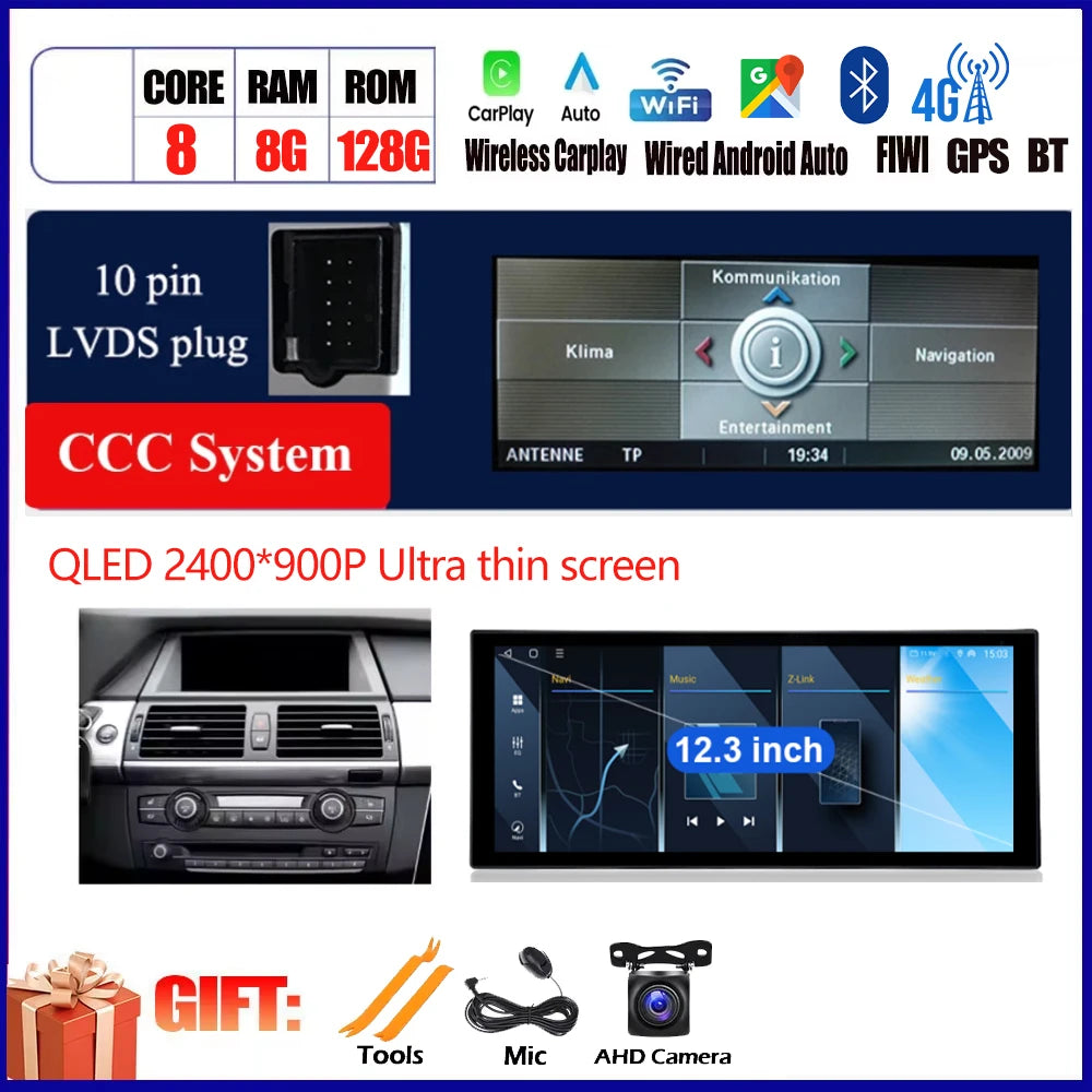 Car Accessories For BMW X5 E70 X6 E71 2008 - 2013 QLED 4G DSP Carplay Android Auto Car Radio Multimedia Player GPS Navi BT WiFi CM World