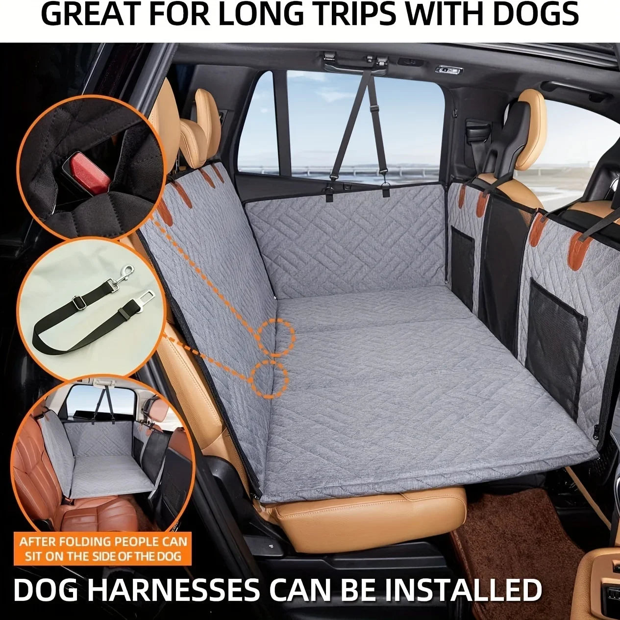Hammock-Style Portable Back Seat Cover: Waterproof & Scratch-Proof Pet Car Seat Protector - Anti-Slip Fabric with Soft Padding CM World