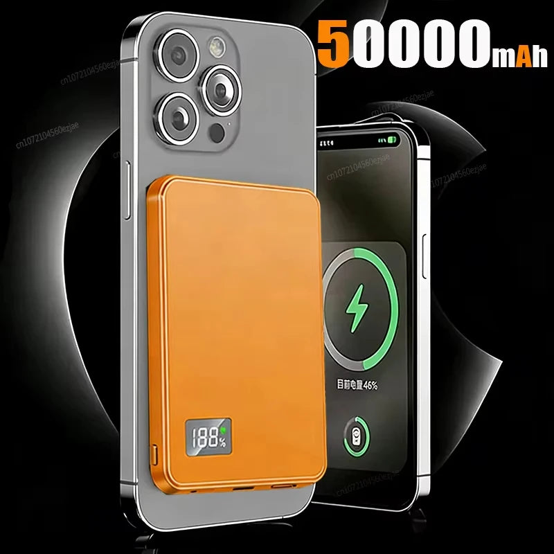 3 IN 1 Power Bank For MagSafe 50000mAh Slim Magnetic Wireless Power Bank 22.5W External Battery For iPhone Samsung 2026 Car Mobile World