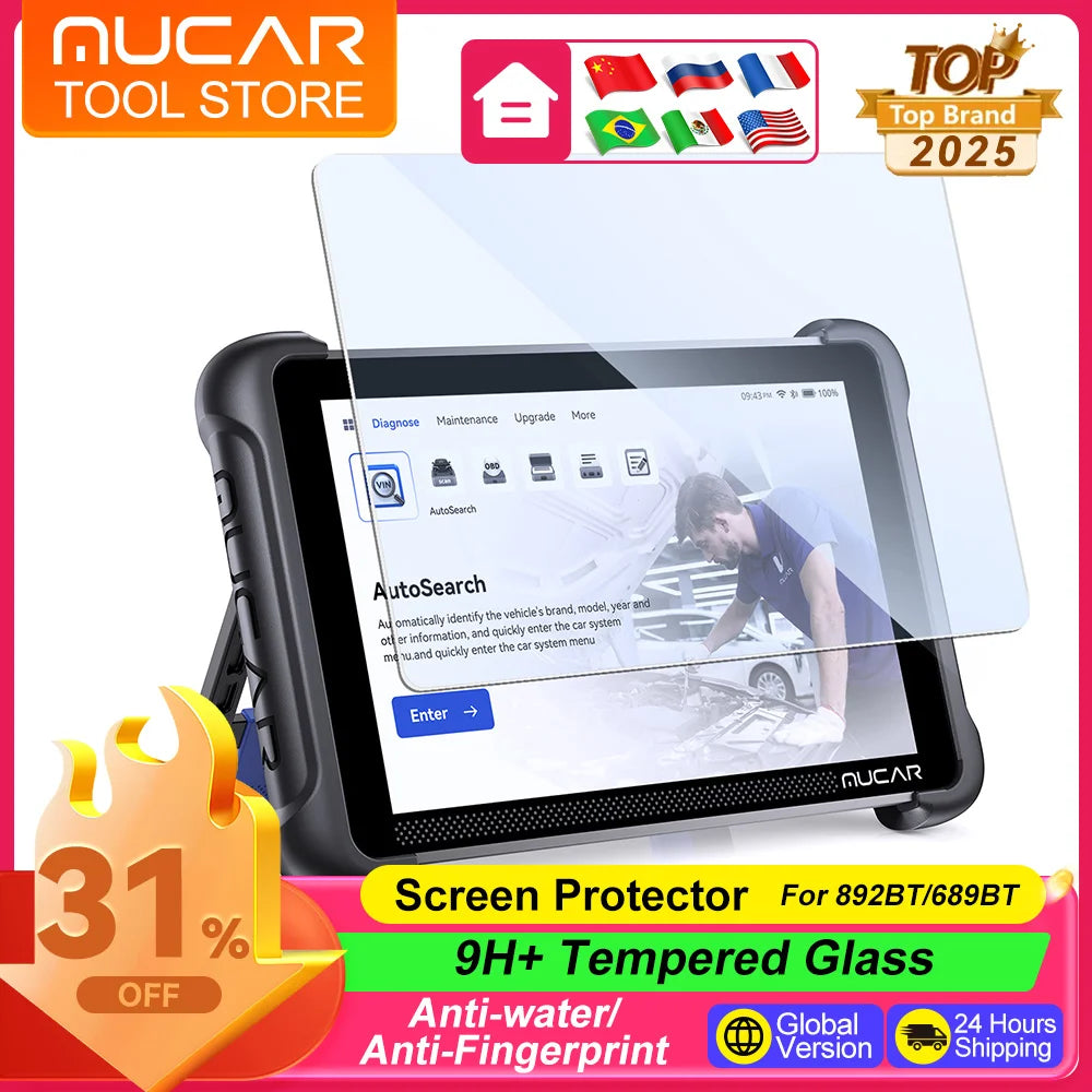 Tempered Glass Screen Protector For THINKCAR Thinkscan 689BT MUCAR 892BT MUCAR VO8 8 inch Diagnostic Tool 9H Screen Protection Car Mobile World