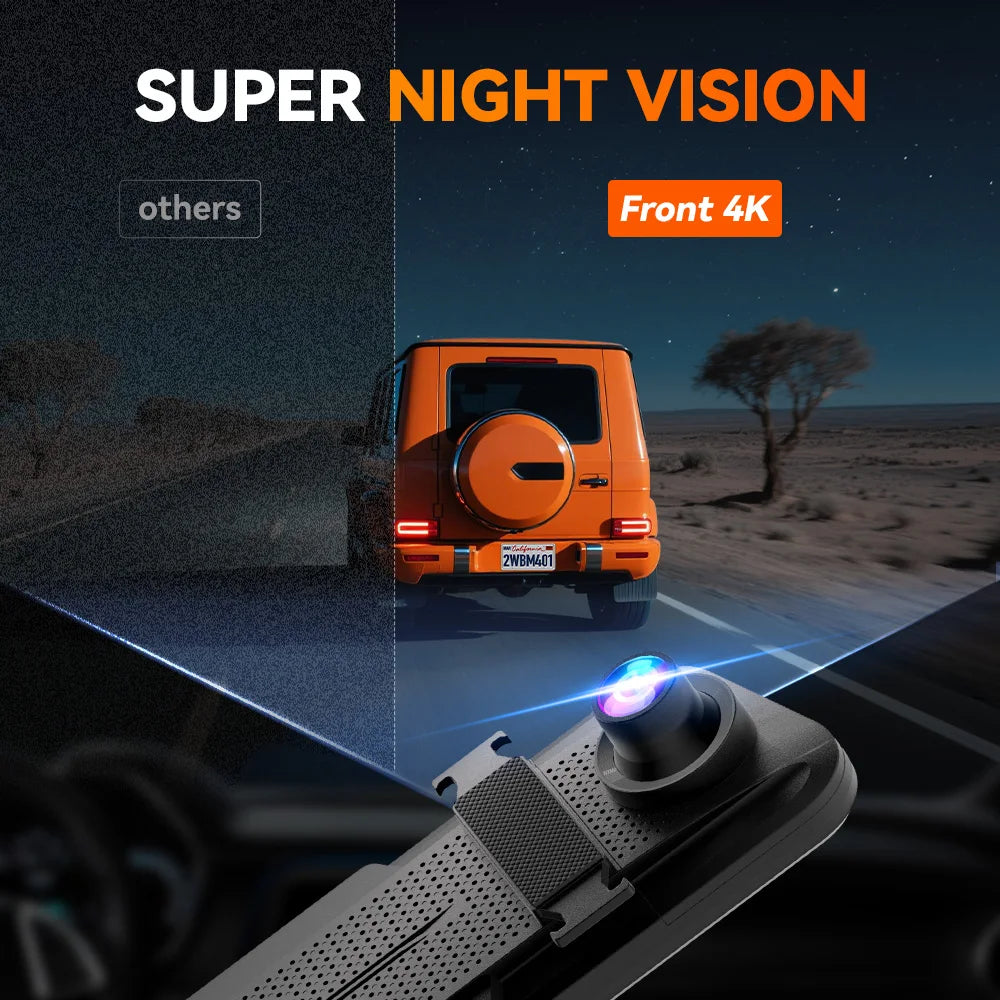 WOLFBOX M40 Dash Cam 4K+1080P With Voice Control ADAS Built in 5GHZ WI-FI and GPS Video Recorder Front and Rear Dash Camera Car Mobile World
